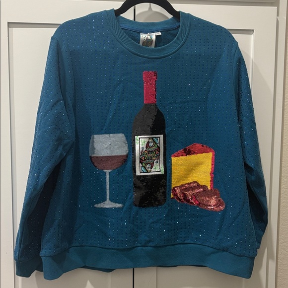 Queen of Sparkles—-ladies Medium—-Wine and Cheese Sweatshirt - Picture 2 of 4